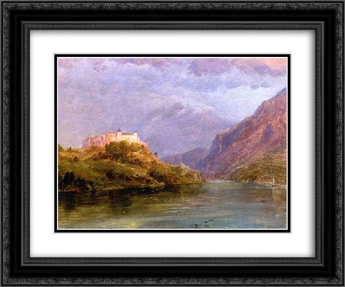 Salzburg Castle 24x20 Black Ornate Wood Framed Art Print Poster with Double Matting by Church, Frederic Edwin