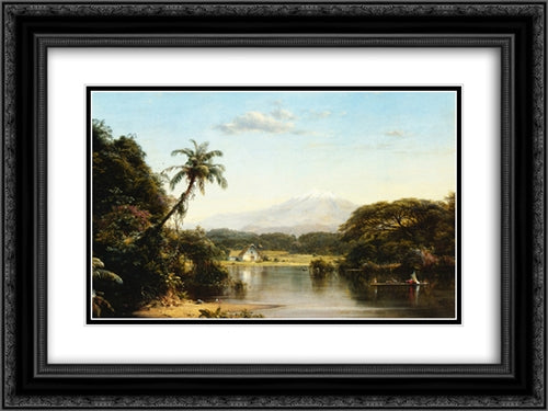 Scene on the Magdalena 24x18 Black Ornate Wood Framed Art Print Poster with Double Matting by Church, Frederic Edwin