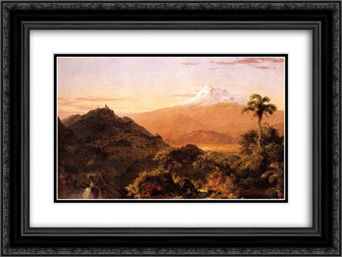 South American Landscape 24x18 Black Ornate Wood Framed Art Print Poster with Double Matting by Church, Frederic Edwin