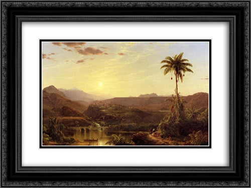 The Cordilleras: Sunrise 24x18 Black Ornate Wood Framed Art Print Poster with Double Matting by Church, Frederic Edwin