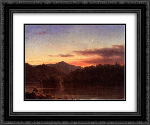 The Evening Star 24x20 Black Ornate Wood Framed Art Print Poster with Double Matting by Church, Frederic Edwin