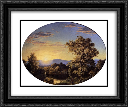 Twilight among the Mountains 24x20 Black Ornate Wood Framed Art Print Poster with Double Matting by Church, Frederic Edwin