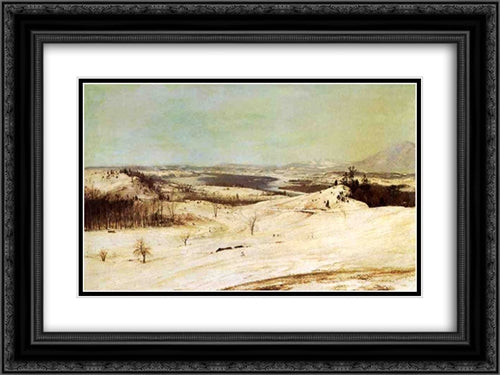 View from Olana in the Snow 24x18 Black Ornate Wood Framed Art Print Poster with Double Matting by Church, Frederic Edwin