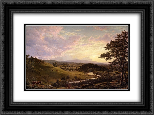 View near Stockbridge, Mass. 24x18 Black Ornate Wood Framed Art Print Poster with Double Matting by Church, Frederic Edwin