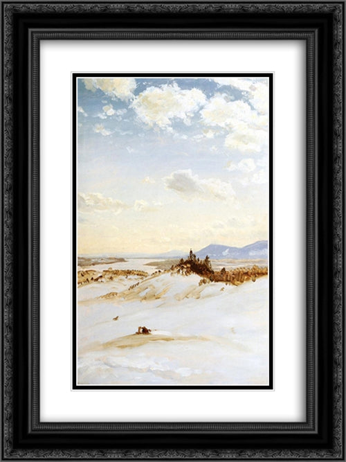 Winter Scene, Olana 18x24 Black Ornate Wood Framed Art Print Poster with Double Matting by Church, Frederic Edwin