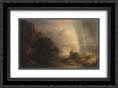 The Aegean Sea 24x18 Black Ornate Wood Framed Art Print Poster with Double Matting by Church, Frederic Edwin