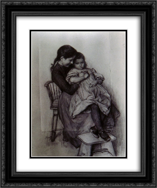 Sisters 20x24 Black Ornate Wood Framed Art Print Poster with Double Matting by Friant, Emile