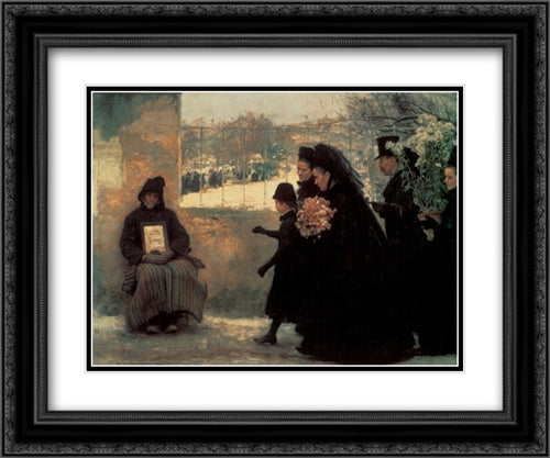 La Toussaint 24x20 Black Ornate Wood Framed Art Print Poster with Double Matting by Friant, Emile