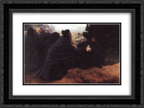 Doleur 24x18 Black Ornate Wood Framed Art Print Poster with Double Matting by Friant, Emile