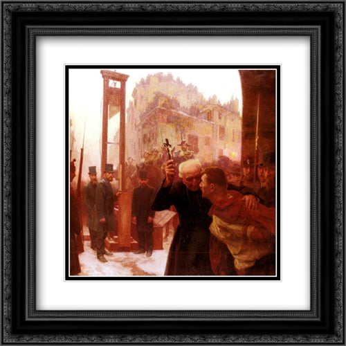 L'Expiation 20x20 Black Ornate Wood Framed Art Print Poster with Double Matting by Friant, Emile