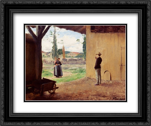 Spring 24x20 Black Ornate Wood Framed Art Print Poster with Double Matting by Friant, Emile