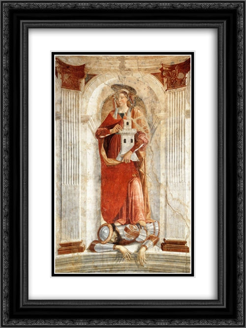 St Barbara 18x24 Black Ornate Wood Framed Art Print Poster with Double Matting by Ghirlandaio, Domenico