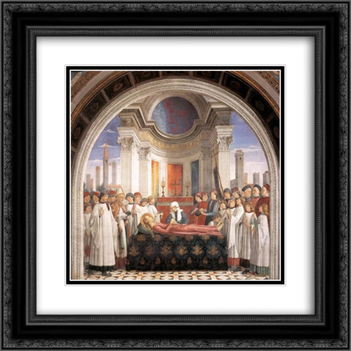 Obsequies of St Fina 20x20 Black Ornate Wood Framed Art Print Poster with Double Matting by Ghirlandaio, Domenico