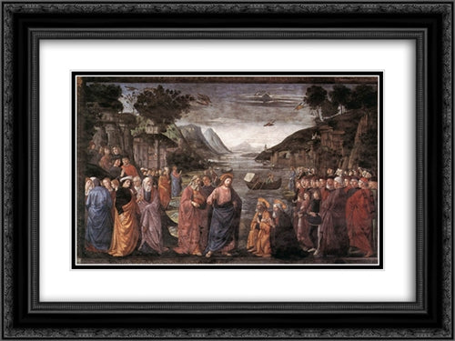 Calling of the First Apostles 24x18 Black Ornate Wood Framed Art Print Poster with Double Matting by Ghirlandaio, Domenico