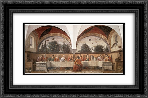 Last Supper 24x16 Black Ornate Wood Framed Art Print Poster with Double Matting by Ghirlandaio, Domenico