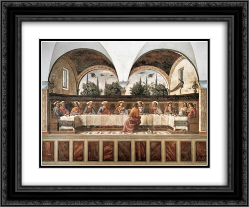 Last Supper 24x20 Black Ornate Wood Framed Art Print Poster with Double Matting by Ghirlandaio, Domenico