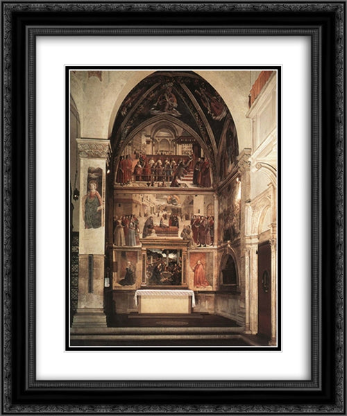 View of the Sassetti Chapel 20x24 Black Ornate Wood Framed Art Print Poster with Double Matting by Ghirlandaio, Domenico