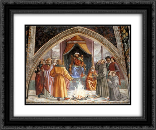 Test of Fire before the Sultan 24x20 Black Ornate Wood Framed Art Print Poster with Double Matting by Ghirlandaio, Domenico