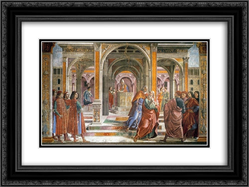 Expulsion of Joachim from the Temple 24x18 Black Ornate Wood Framed Art Print Poster with Double Matting by Ghirlandaio, Domenico