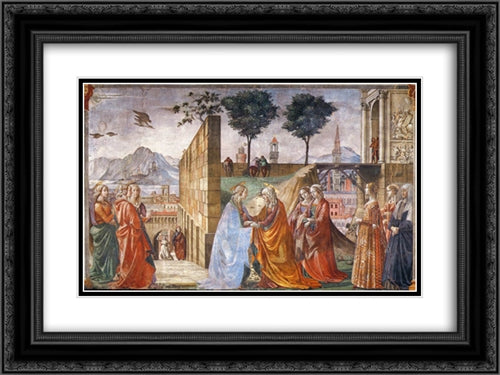 Visitation 24x18 Black Ornate Wood Framed Art Print Poster with Double Matting by Ghirlandaio, Domenico