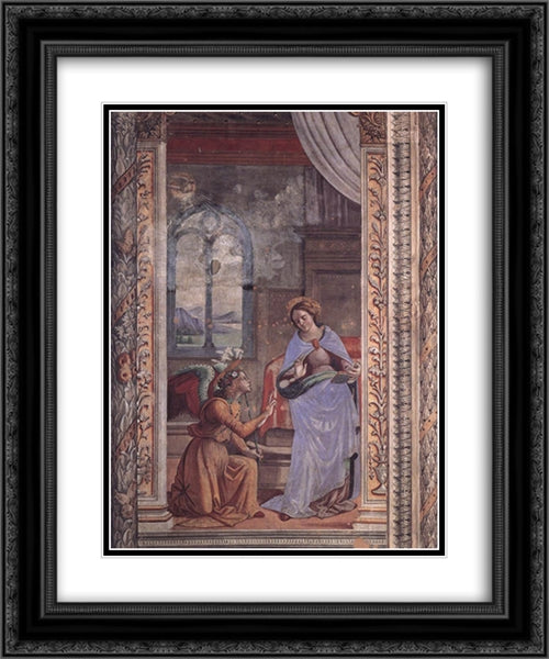 Annunciation 20x24 Black Ornate Wood Framed Art Print Poster with Double Matting by Ghirlandaio, Domenico