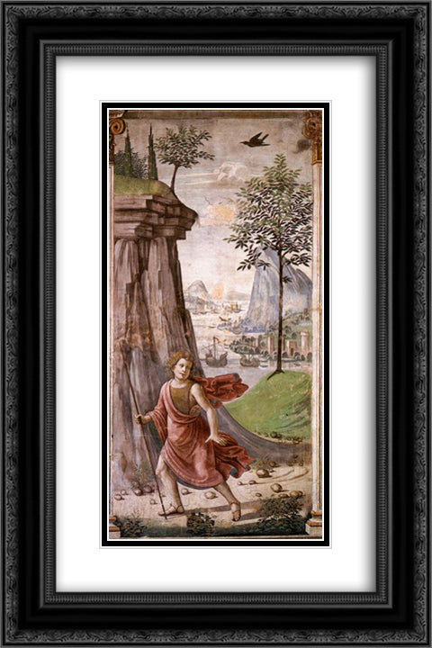 St John the Baptist in the Desert 16x24 Black Ornate Wood Framed Art Print Poster with Double Matting by Ghirlandaio, Domenico