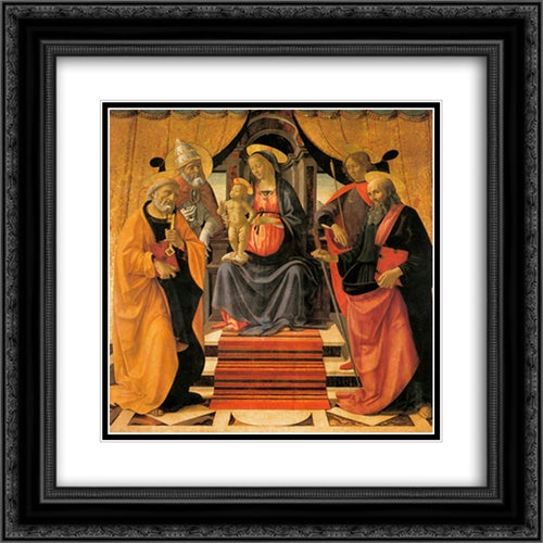 Madonna and Child Enthroned with Saints 20x20 Black Ornate Wood Framed Art Print Poster with Double Matting by Ghirlandaio, Domenico