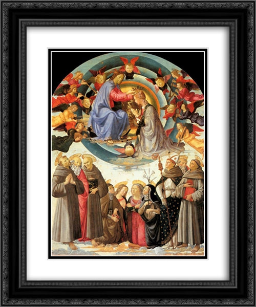 Coronation of the Virgin 20x24 Black Ornate Wood Framed Art Print Poster with Double Matting by Ghirlandaio, Domenico