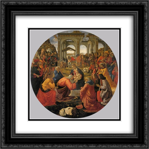 Adoration of the Magi 20x20 Black Ornate Wood Framed Art Print Poster with Double Matting by Ghirlandaio, Domenico