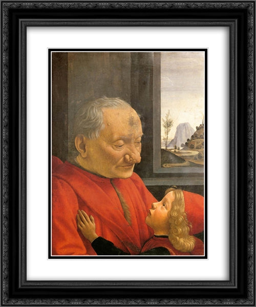 An Old Man and His Grandson 20x24 Black Ornate Wood Framed Art Print Poster with Double Matting by Ghirlandaio, Domenico