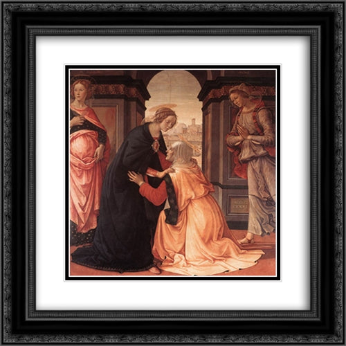 Visitation 20x20 Black Ornate Wood Framed Art Print Poster with Double Matting by Ghirlandaio, Domenico