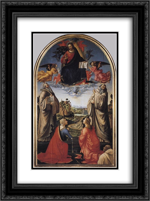 Christ in Heaven with Four Saints and a Donor 18x24 Black Ornate Wood Framed Art Print Poster with Double Matting by Ghirlandaio, Domenico