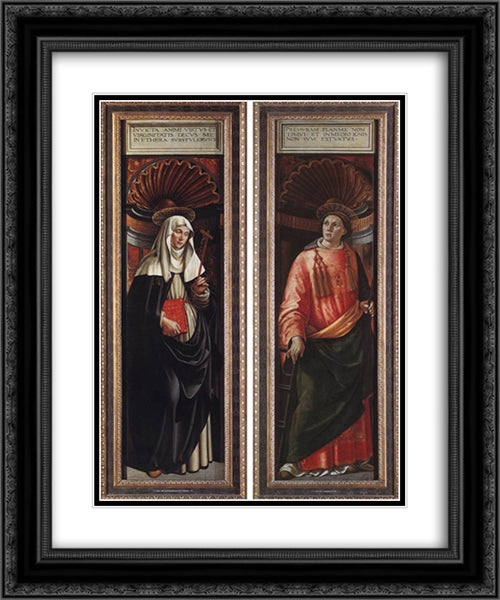 St Catherine of Siena and St Lawrence 20x24 Black Ornate Wood Framed Art Print Poster with Double Matting by Ghirlandaio, Domenico