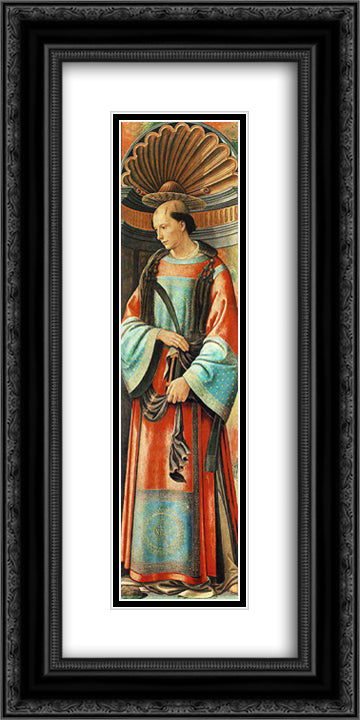 St Stephen 12x24 Black Ornate Wood Framed Art Print Poster with Double Matting by Ghirlandaio, Domenico