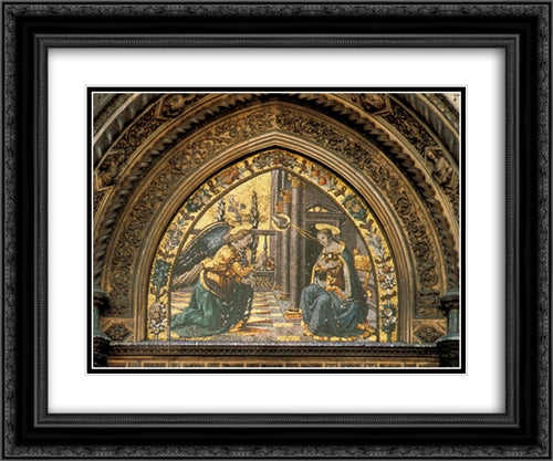 Annunciation 24x20 Black Ornate Wood Framed Art Print Poster with Double Matting by Ghirlandaio, Domenico