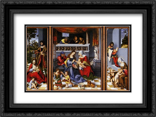Altar Of The Holy Family (Torgau Altar) 24x18 Black Ornate Wood Framed Art Print Poster with Double Matting by Cranach the Elder, Lucas