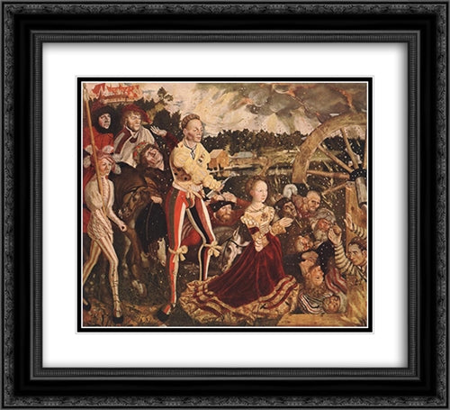 The Martyrdom of St Catherine 22x20 Black Ornate Wood Framed Art Print Poster with Double Matting by Cranach the Elder, Lucas