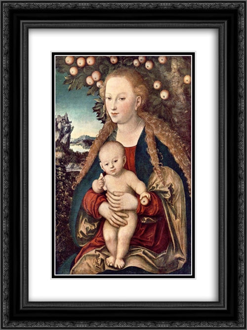 Virgin and Child 18x24 Black Ornate Wood Framed Art Print Poster with Double Matting by Cranach the Elder, Lucas