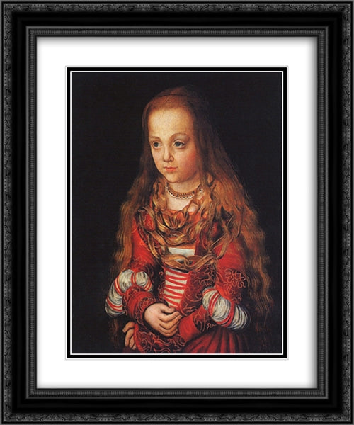 A Princess of Saxony 20x24 Black Ornate Wood Framed Art Print Poster with Double Matting by Cranach the Elder, Lucas