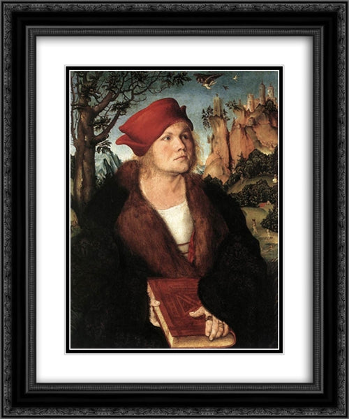 Portrait of Dr. Johannes Cuspinian 20x24 Black Ornate Wood Framed Art Print Poster with Double Matting by Cranach the Elder, Lucas