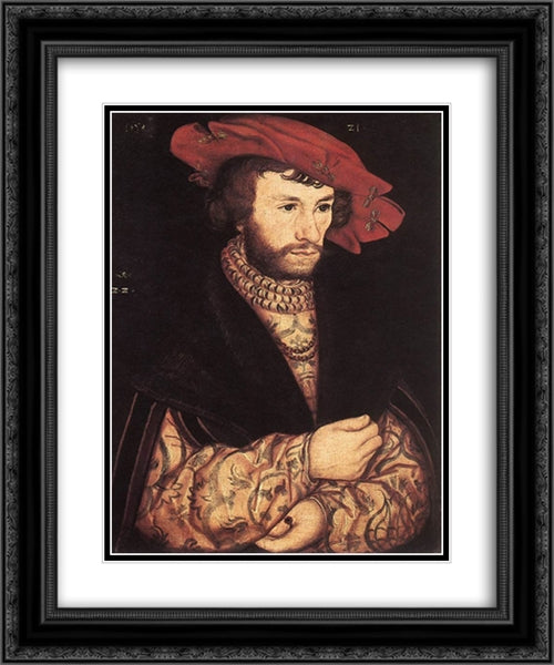 Portrait of a Young Man 20x24 Black Ornate Wood Framed Art Print Poster with Double Matting by Cranach the Elder, Lucas