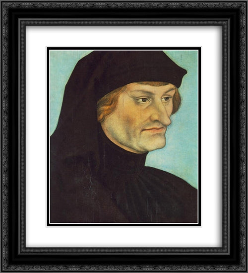 Portrait of Johannes Geiler von Kaysersberg 20x22 Black Ornate Wood Framed Art Print Poster with Double Matting by Cranach the Elder, Lucas