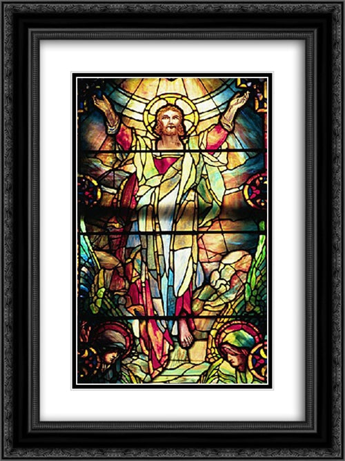 The Ascension 18x24 Black Ornate Wood Framed Art Print Poster with Double Matting by Tiffany, Louis Comfort