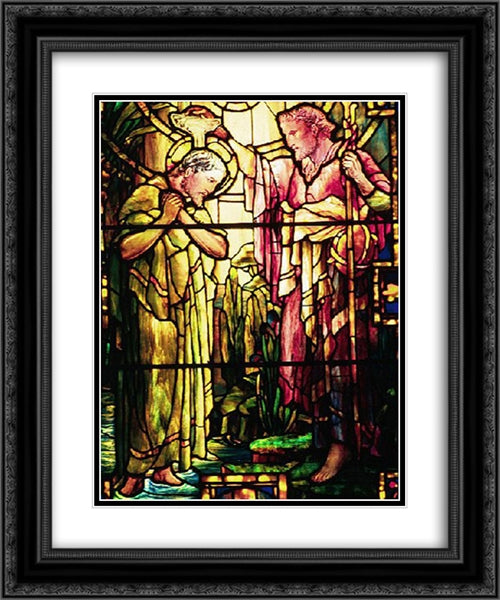The Baptism of Jesus 20x24 Black Ornate Wood Framed Art Print Poster with Double Matting by Tiffany, Louis Comfort