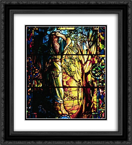 Moses and the Burning Bush 20x22 Black Ornate Wood Framed Art Print Poster with Double Matting by Tiffany, Louis Comfort