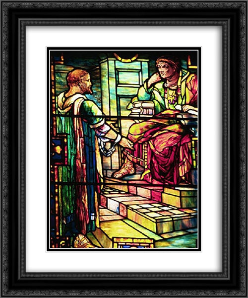 Paul Before Agrippa 20x24 Black Ornate Wood Framed Art Print Poster with Double Matting by Tiffany, Louis Comfort