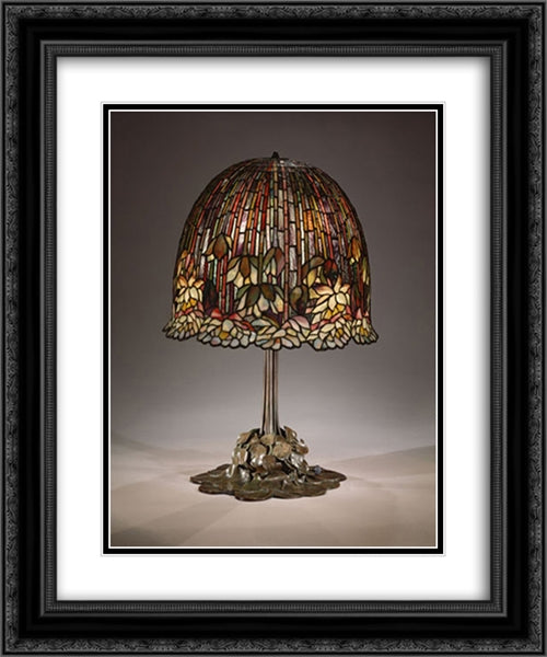 Water lily table lamp 20x24 Black Ornate Wood Framed Art Print Poster with Double Matting by Tiffany, Louis Comfort
