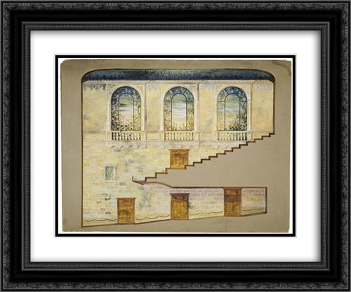 Design for Hershey Theatre, Hershey, Pennsylvania, interior wall 24x20 Black Ornate Wood Framed Art Print Poster with Double Matting by Tiffany, Louis Comfort