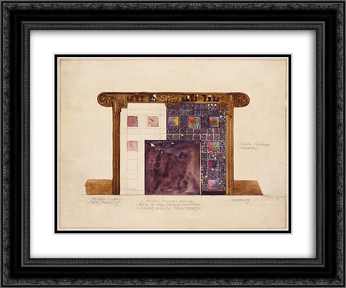Design for Mosaic Mantel Facing in residence of Mrs. Louis G. Kaufman, Short Hills, New Jersey 24x20 Black Ornate Wood Framed Art Print Poster with Double Matting by Tiffany, Louis Comfort