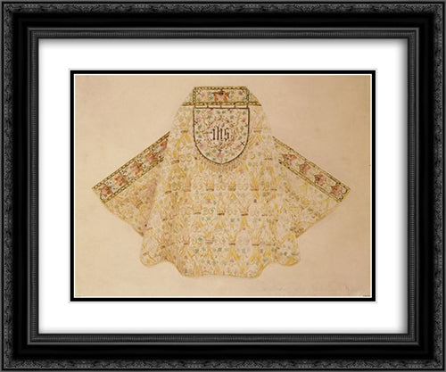 Drawing for a cope for the Reverend Edward McCurdy 24x20 Black Ornate Wood Framed Art Print Poster with Double Matting by Tiffany, Louis Comfort